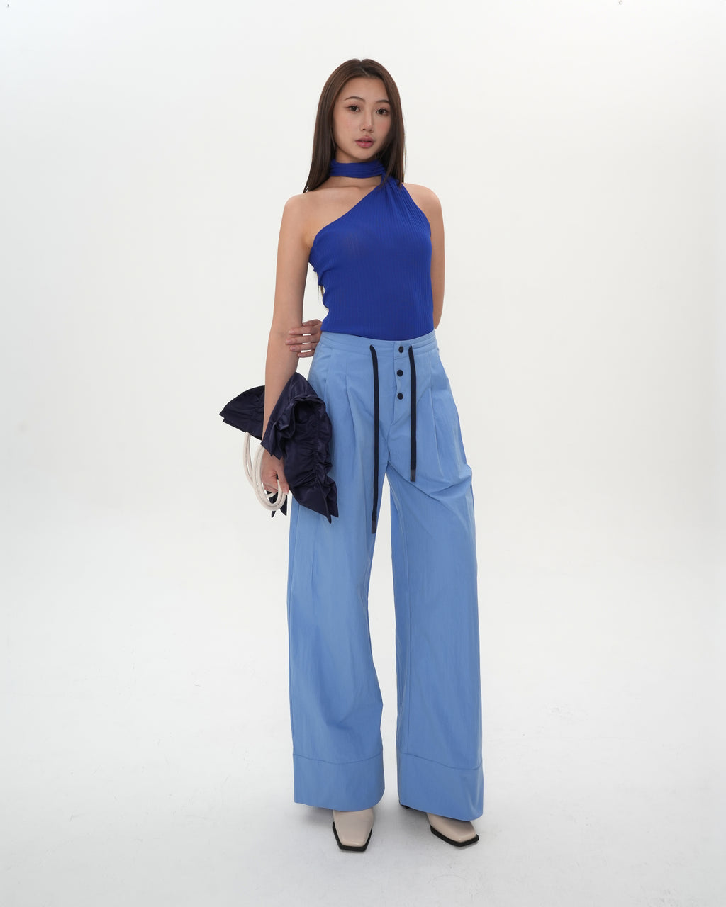 Draped Halter Knit Top