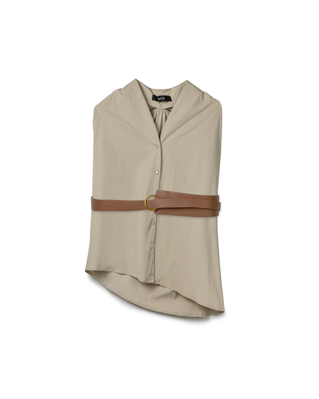 Tailored Belted Sleeveless Shirt