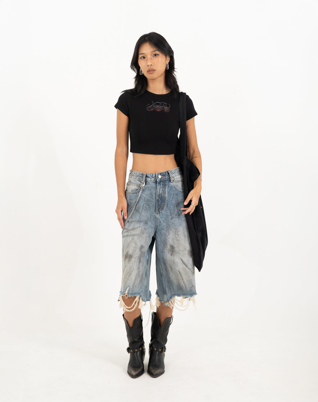 Distressed Denim Jorts