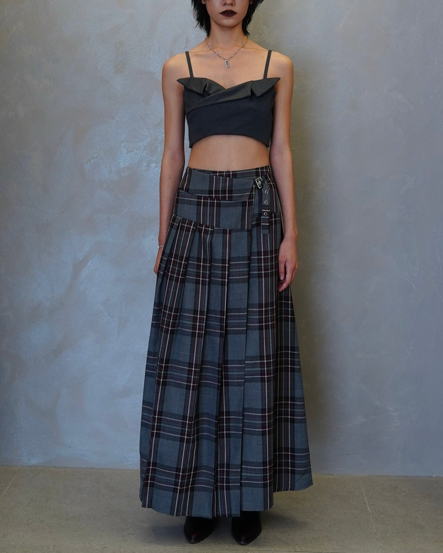 Checkered Pleated Skirt