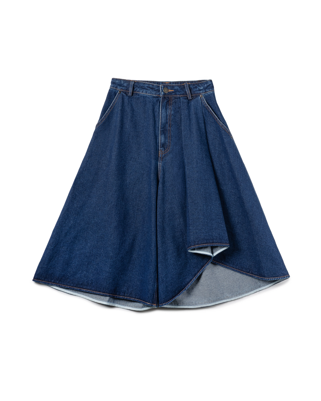 Asym Pleated Denim Culottes