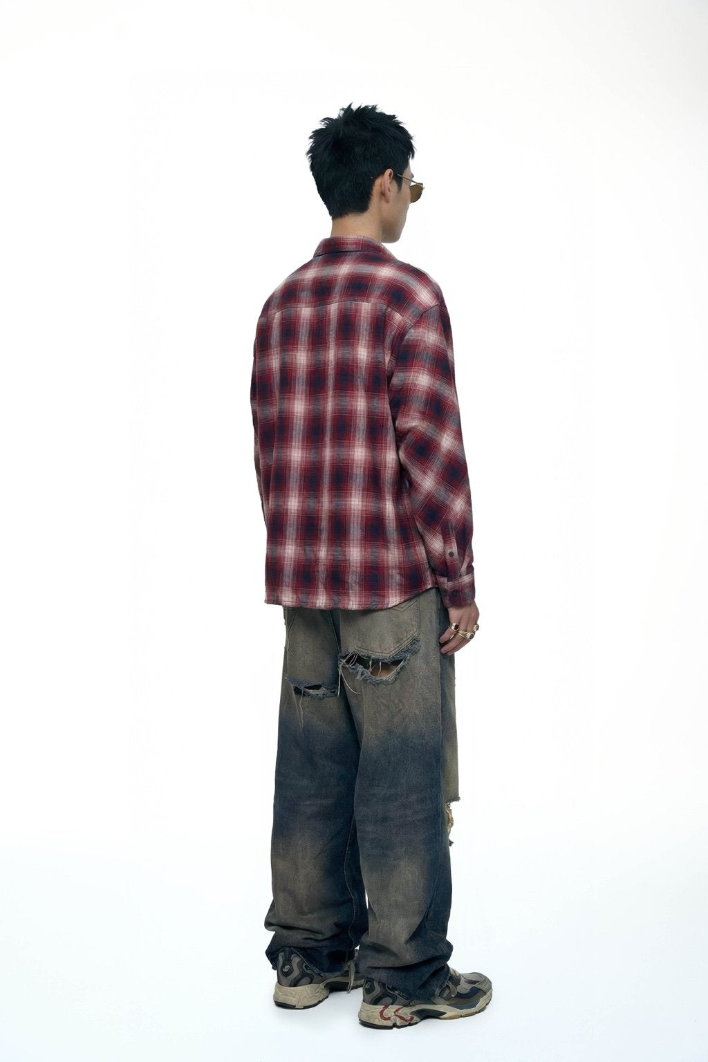 DOUBLE BACK Too Many Pocket Checkered Shirt