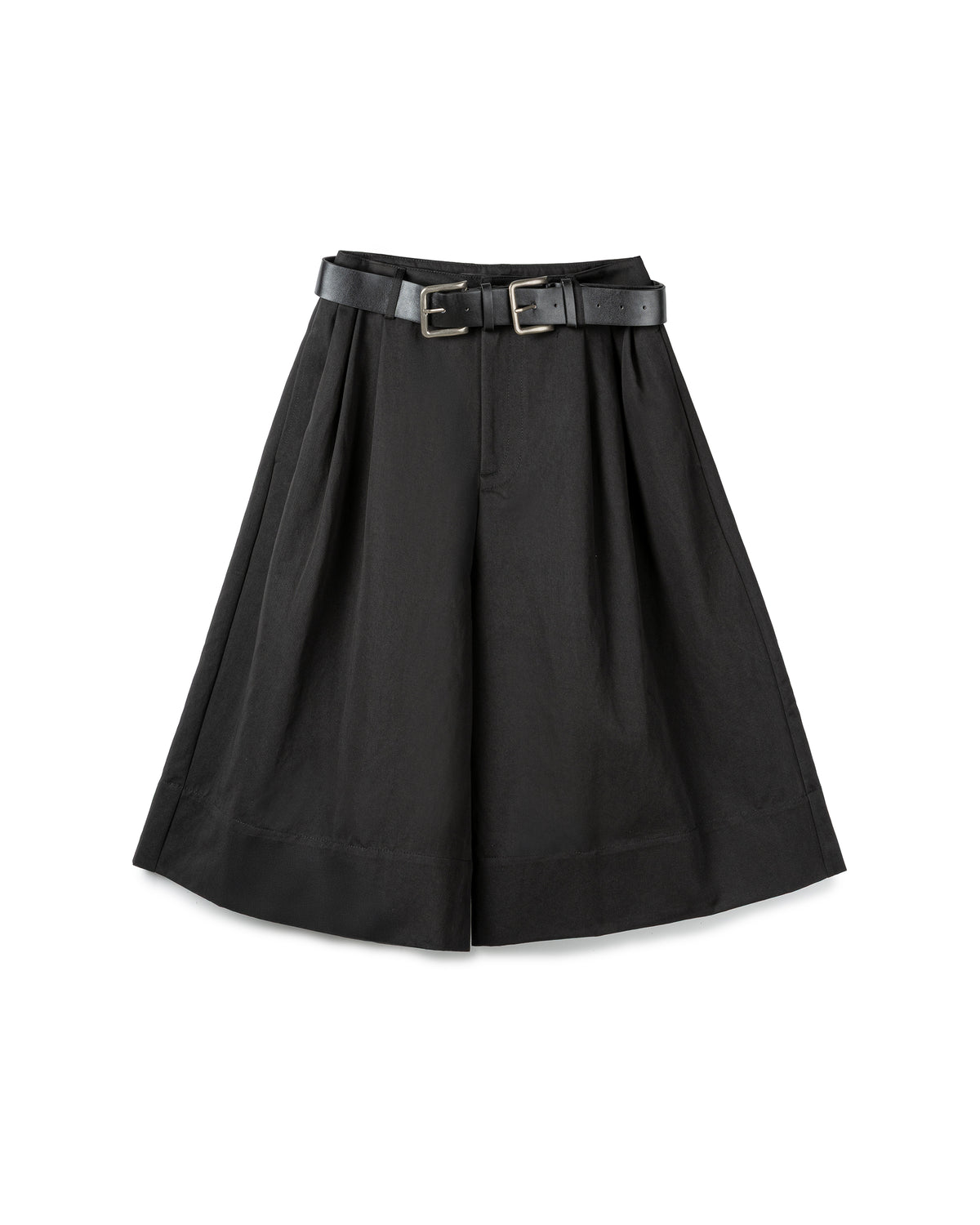 Belted Pleated Wide-Leg Culottes