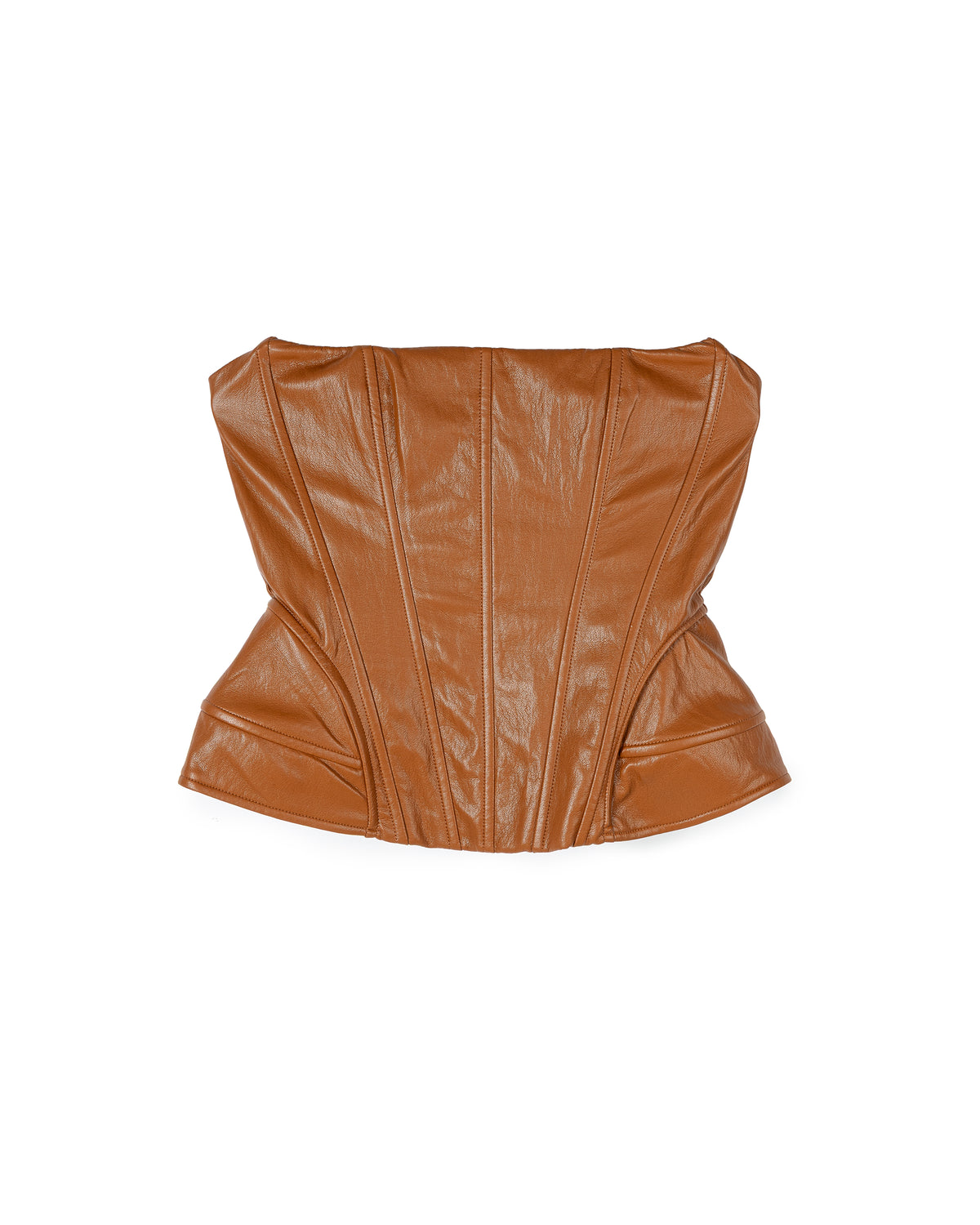 Structured Faux-Leather Corset Top