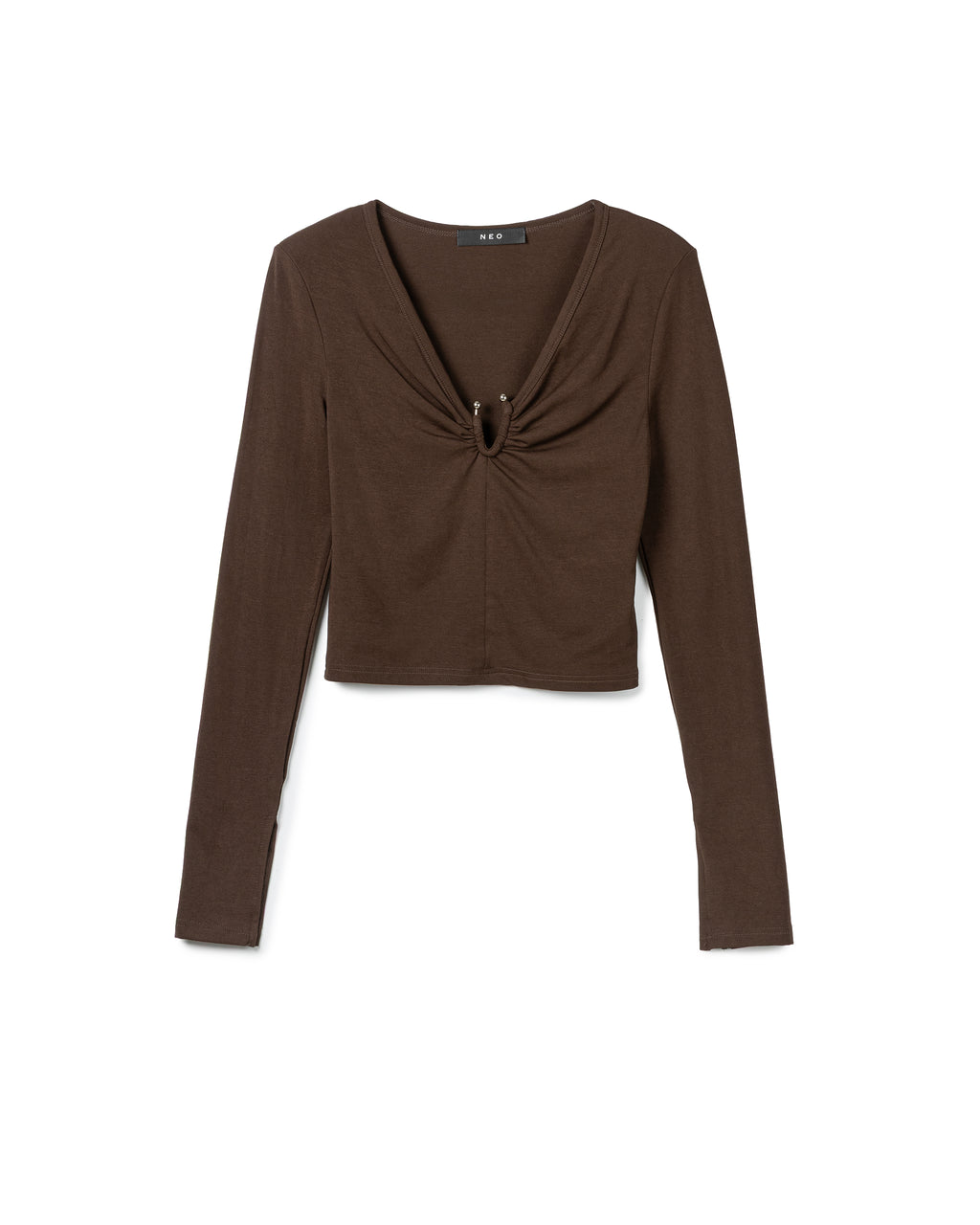 Sculptural Ruched V-Neck Top
