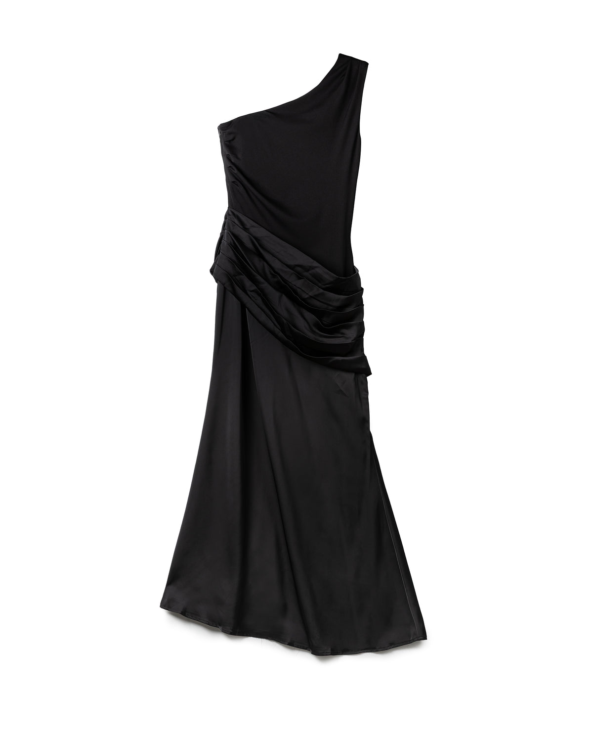 One-Shoulder Draped Midi Dress