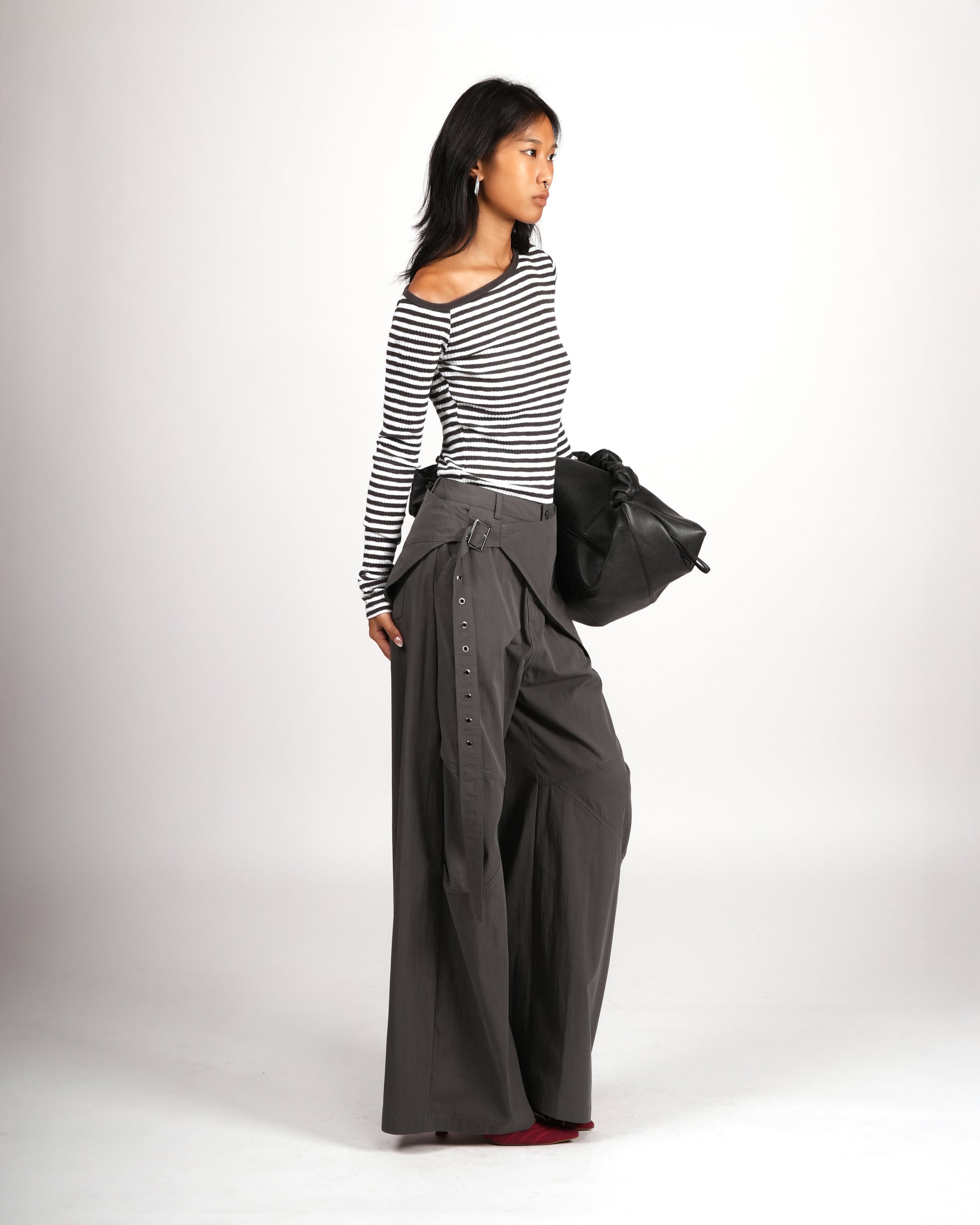 Asymmetric Striped Knit Top