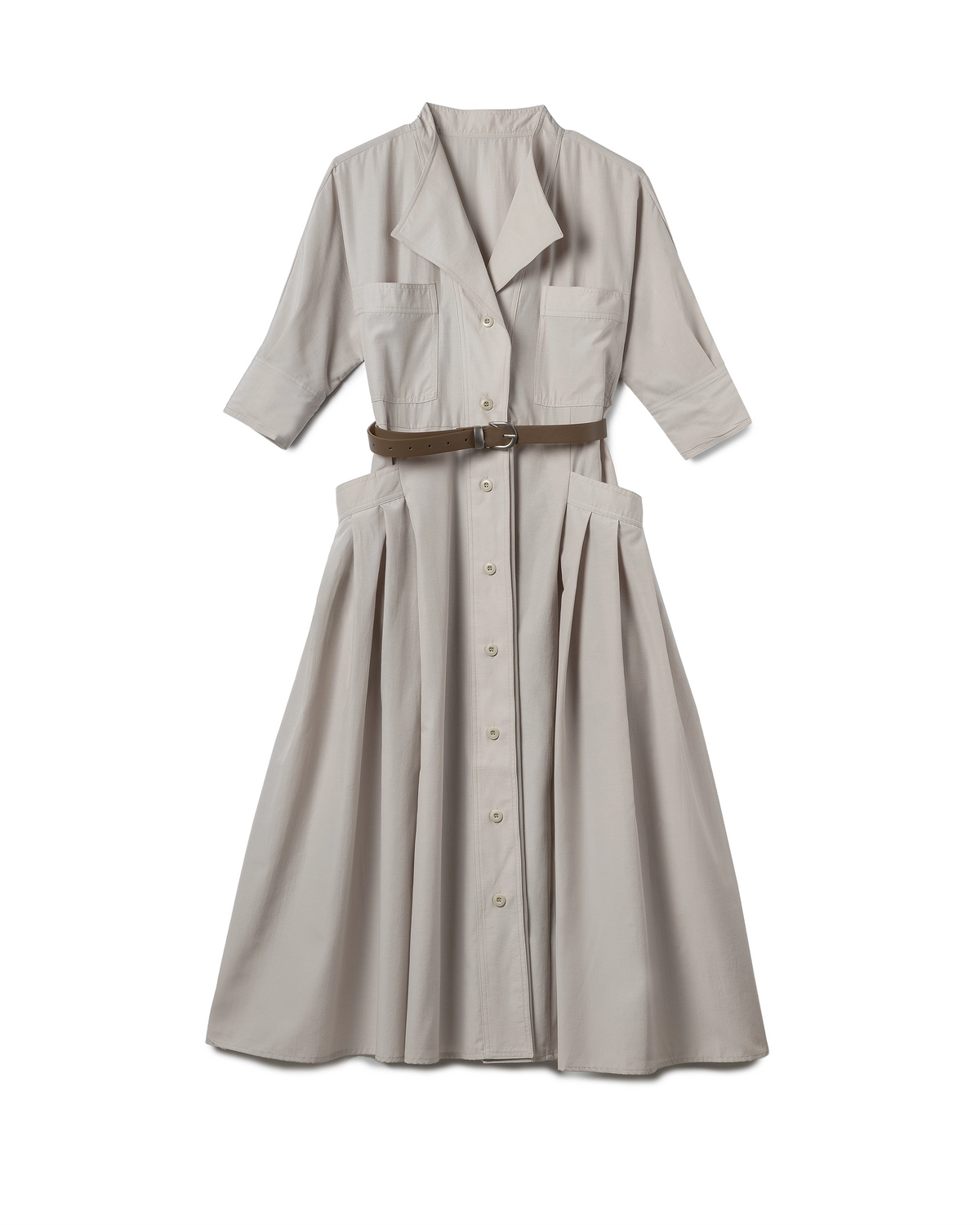 Sculptural Utility Belted Dress