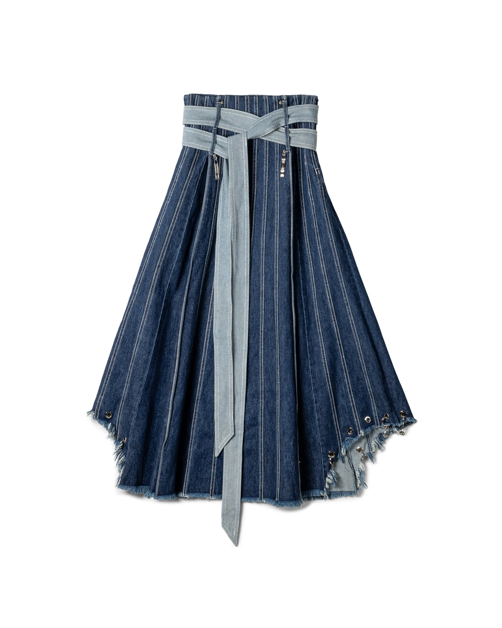 Tie Waist Denim Maxi Skirt