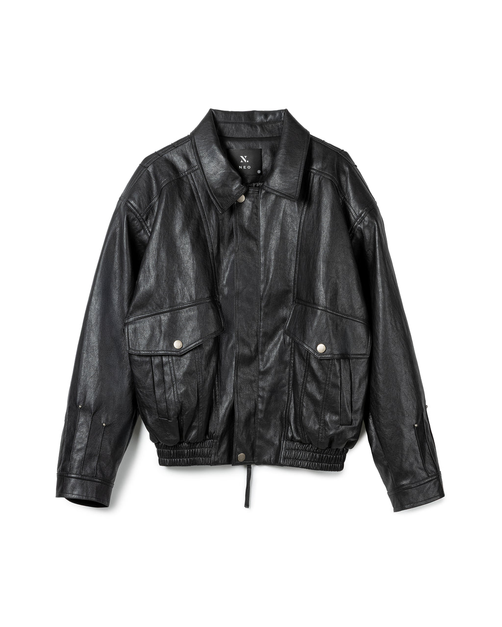 Oversized Pleated Leather Jacket