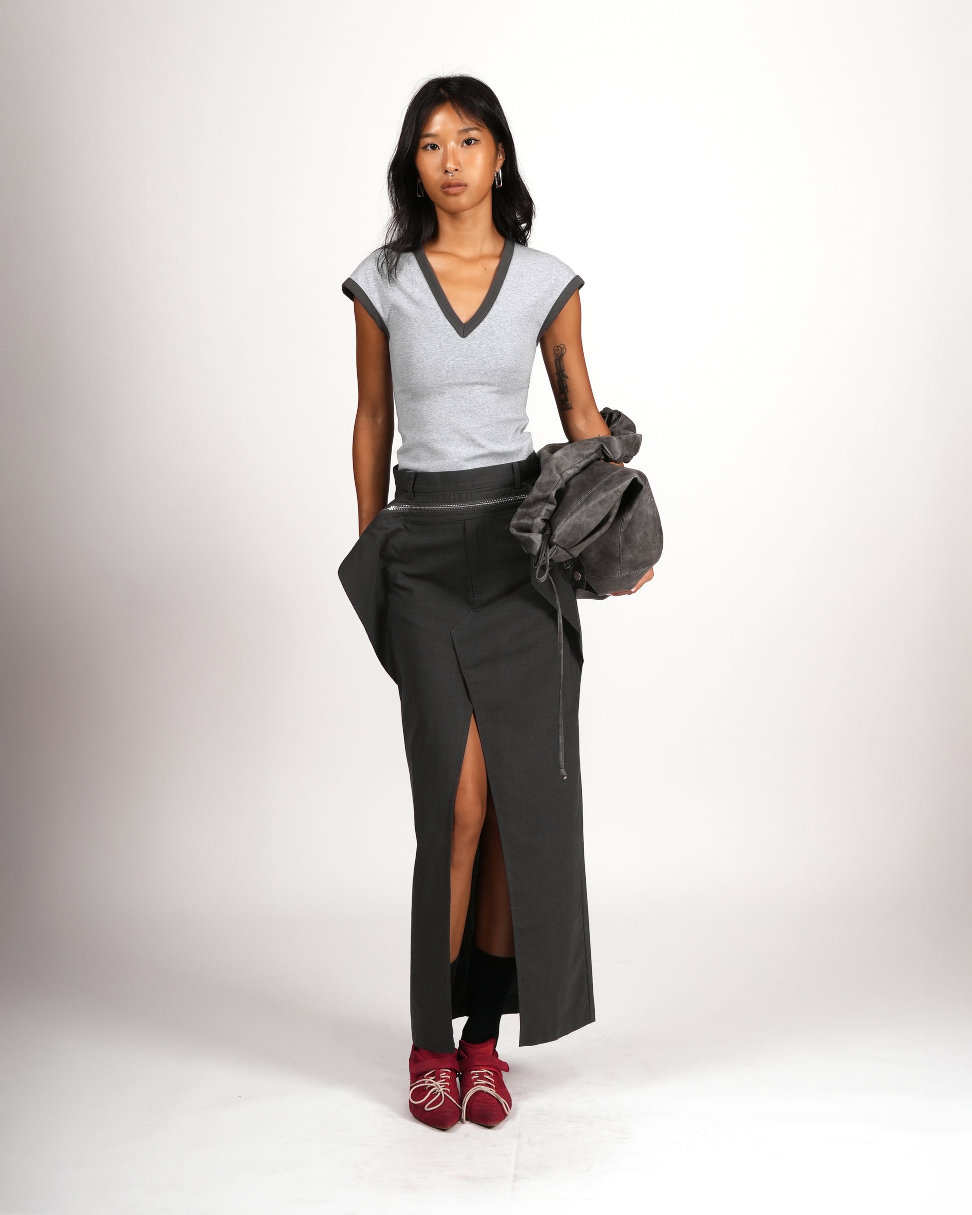 Back-Slit Tailored Skirt