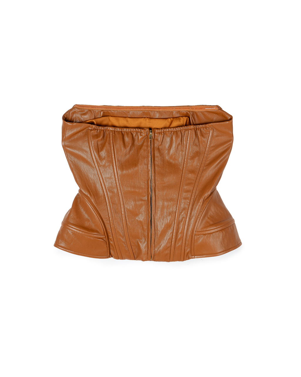 Structured Faux-Leather Corset Top