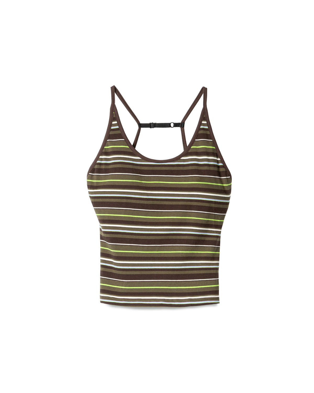 Fitted striped-ribbed camisole