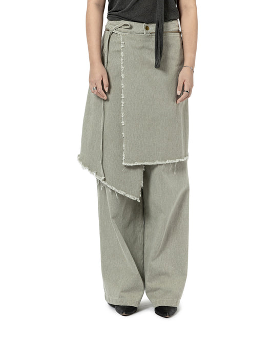 Distressed Wrap Denim Pants