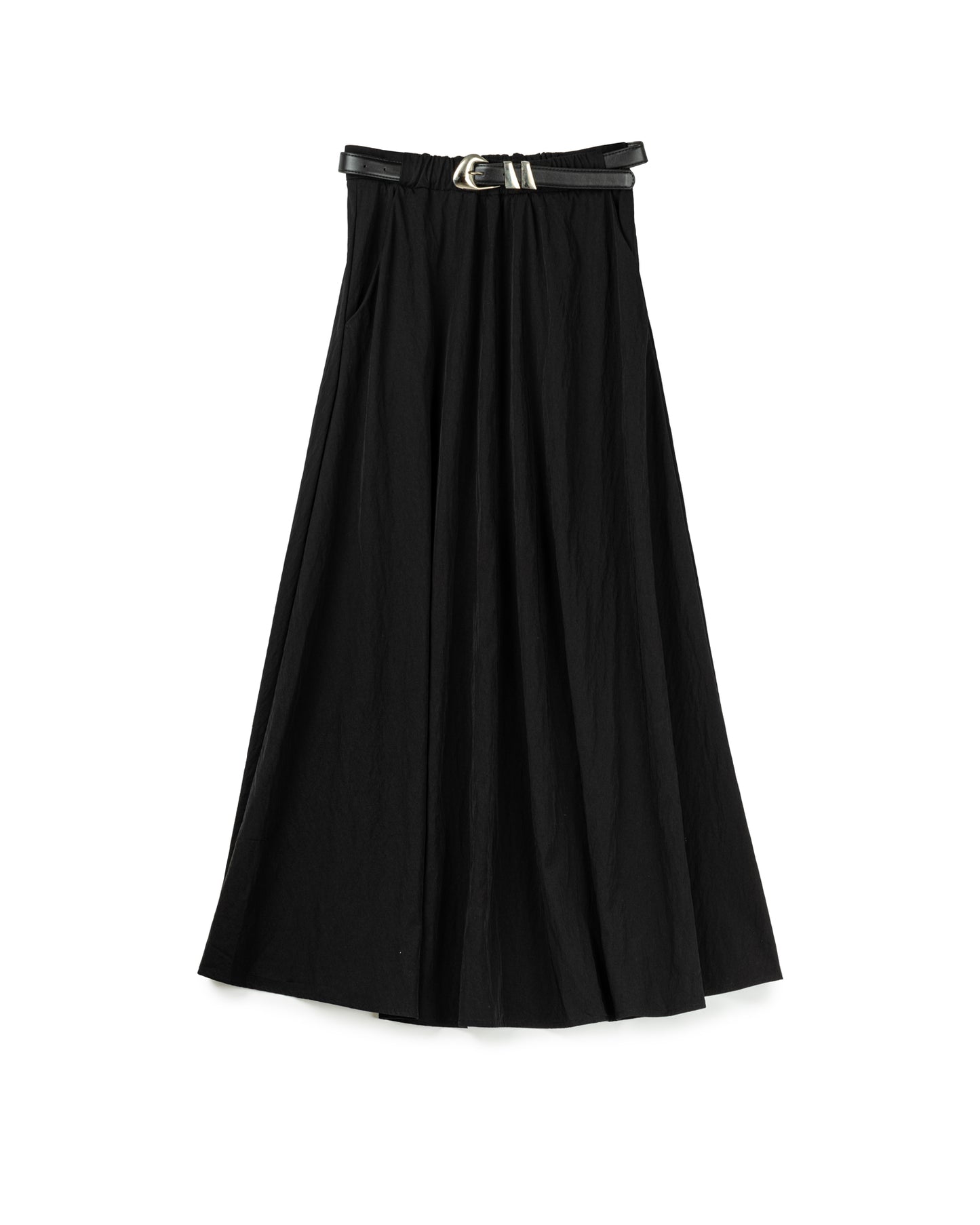 Elastic Flare Skirt with Belt