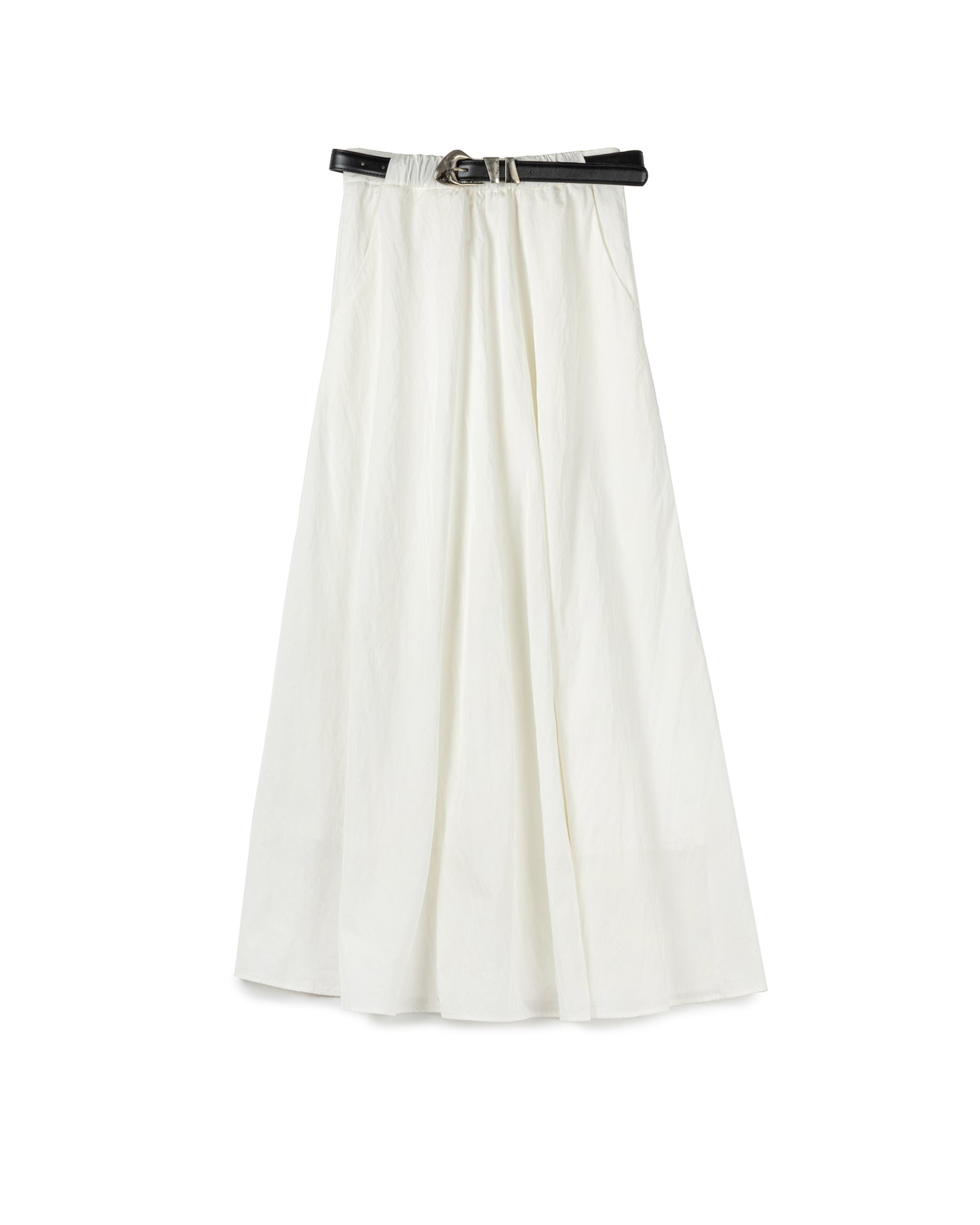 Elastic Flare Skirt with Belt