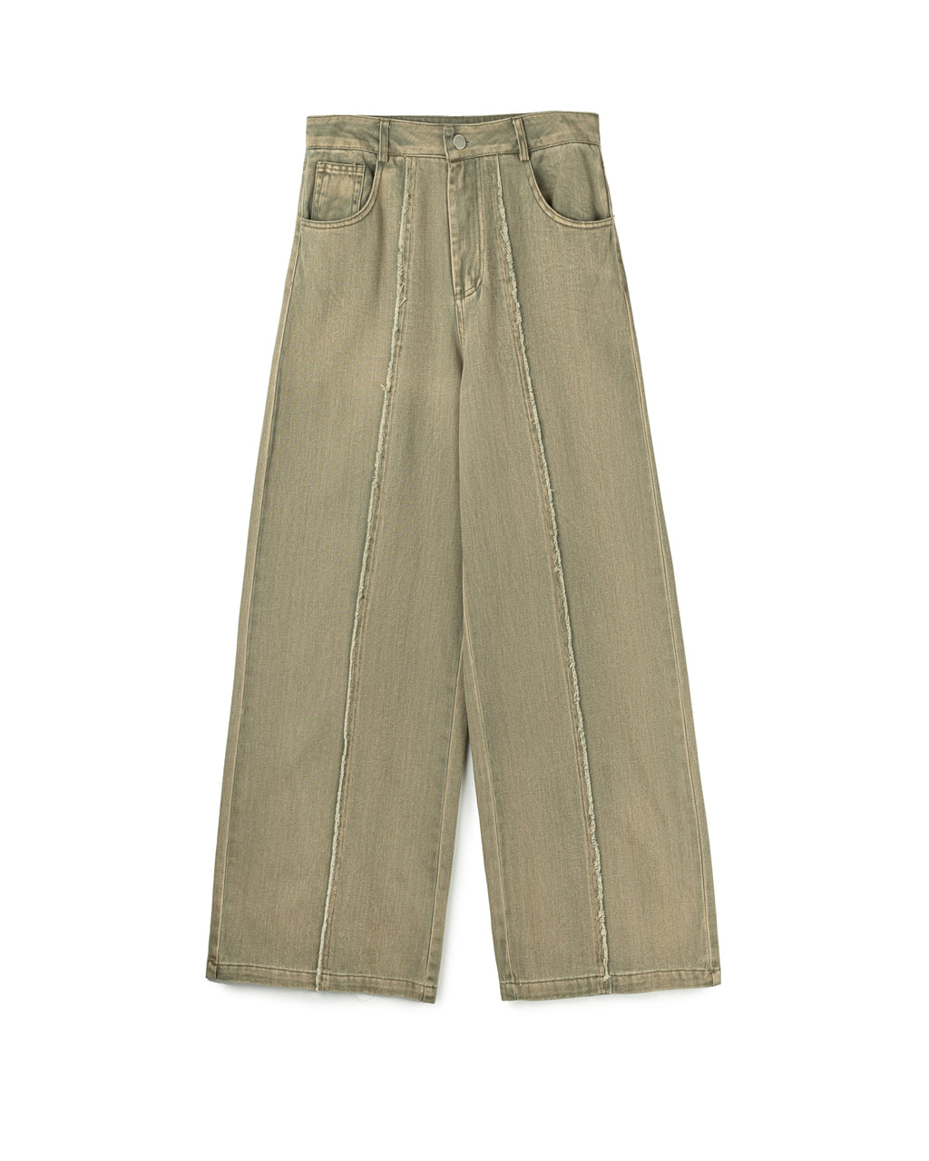 Frayed Center Seam Denim Pants