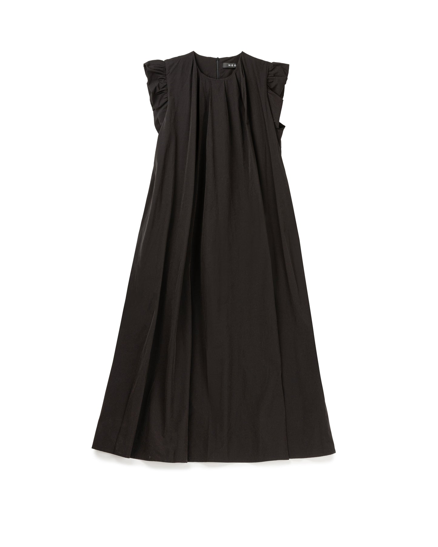 Pleated Flutter-Sleeve Maxi Dress