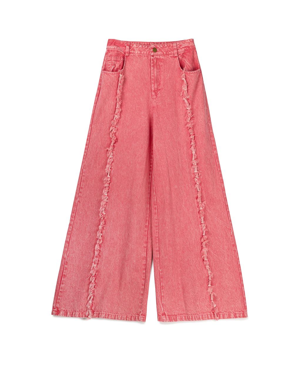 Pink Denim Frayed Pants