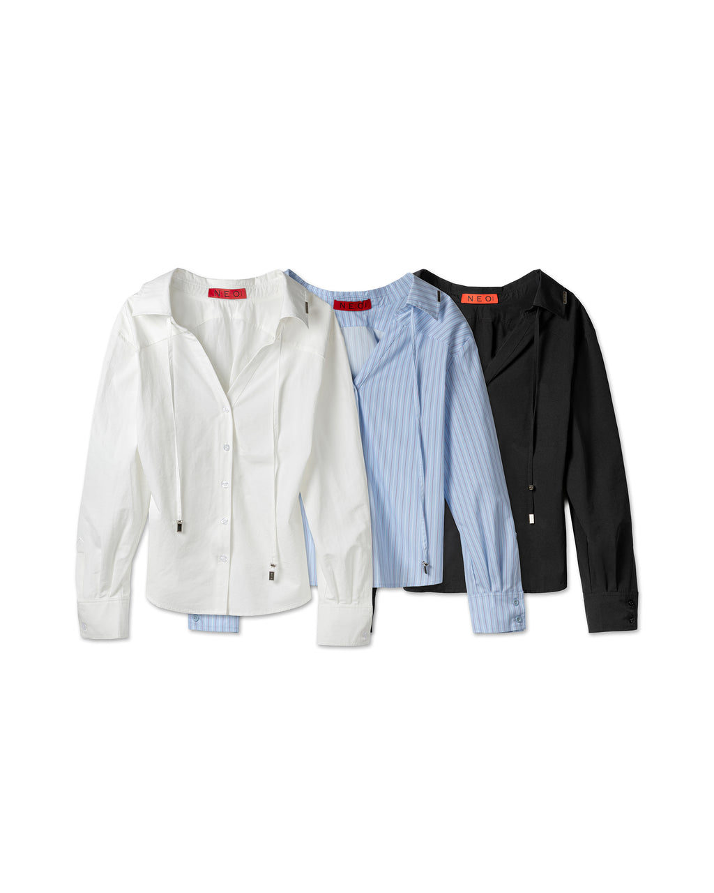 Vol.3 Ch.2 Minimalist Drawstring-Collar Poplin Blouse