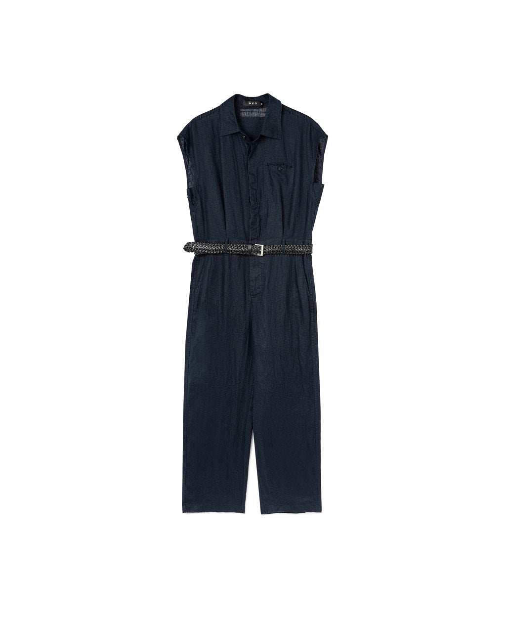 Belted Collar Jumpsuit