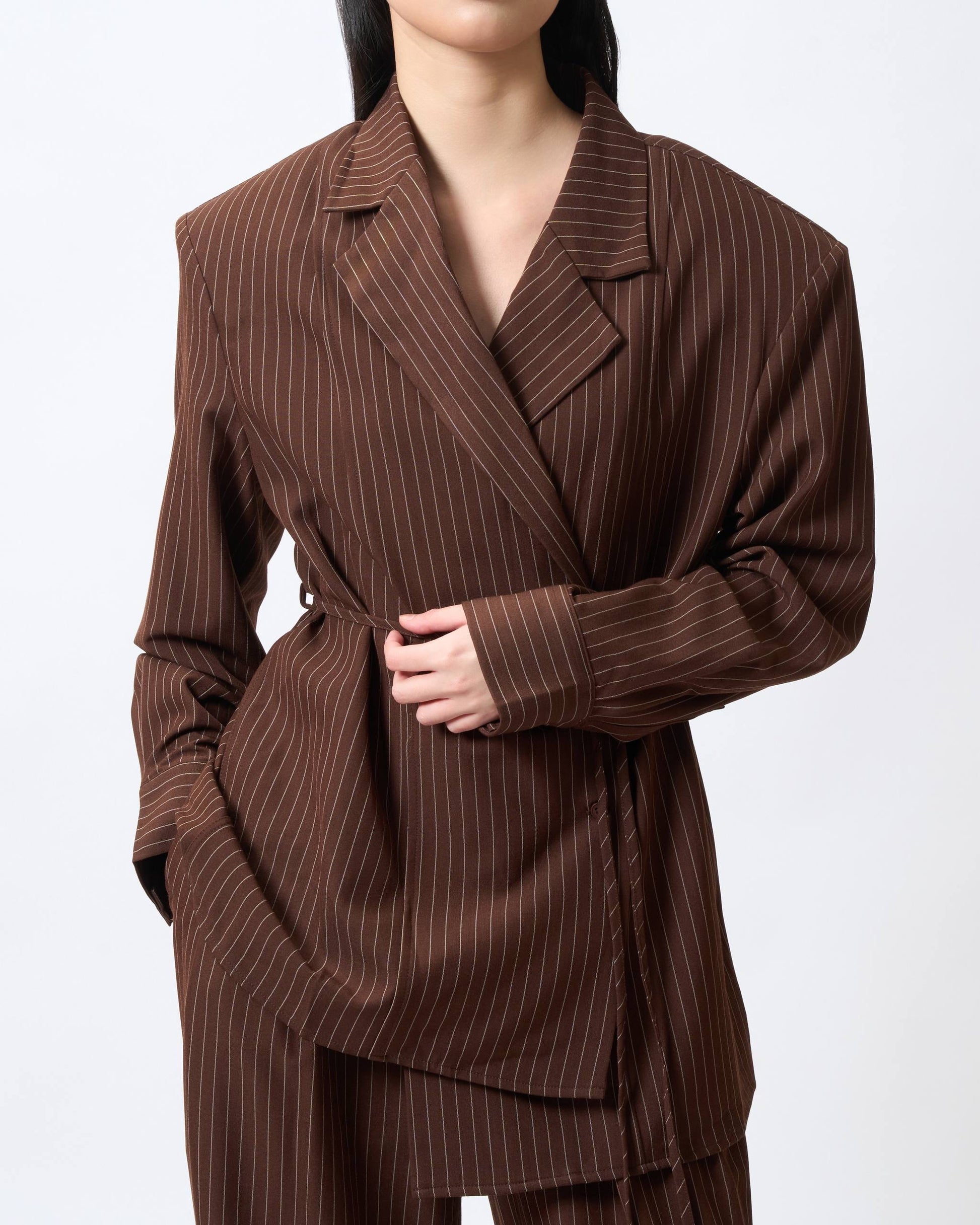 Tailored Pinstripe Wide-Leg Trousers