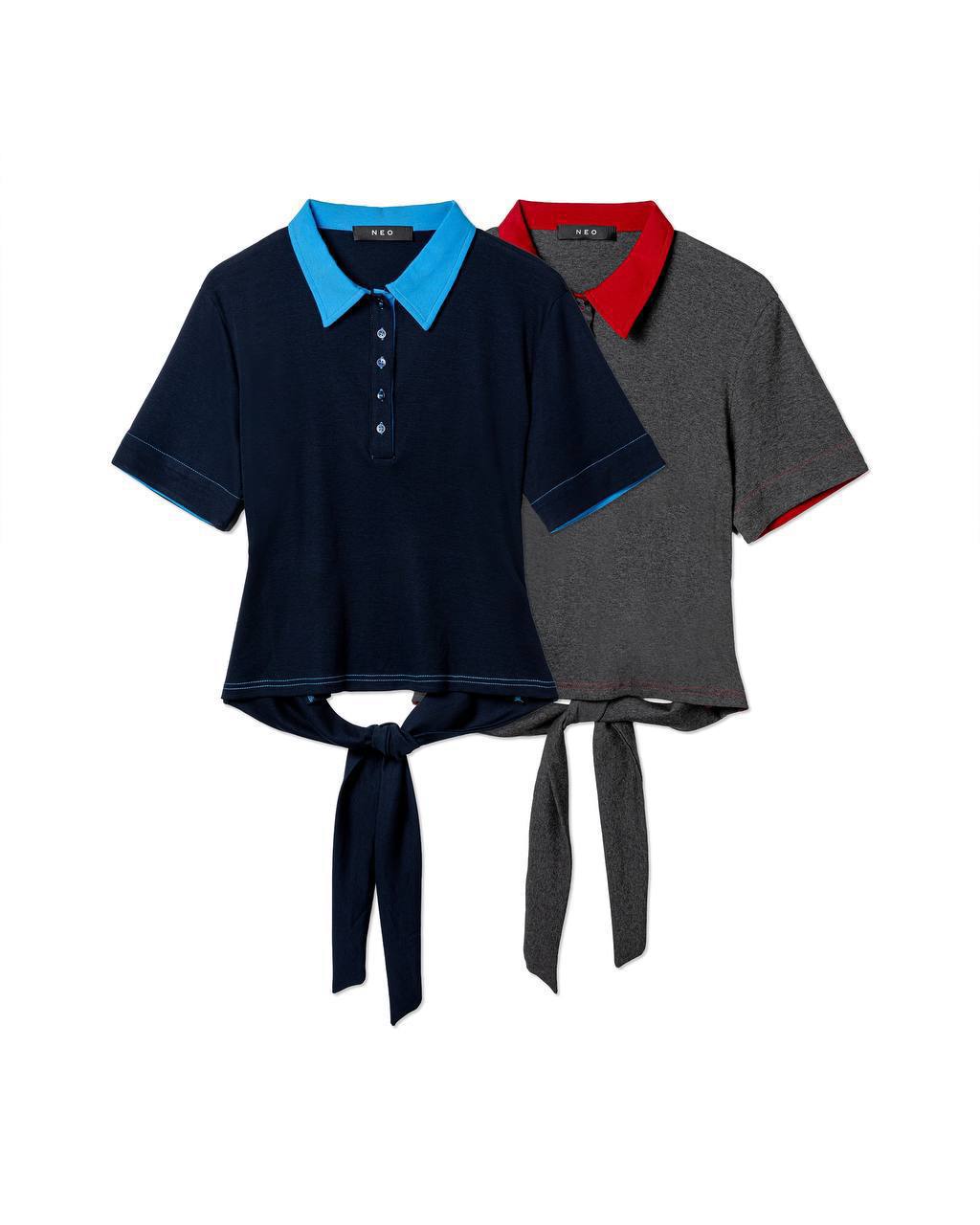 Contrast Polo Tie Top