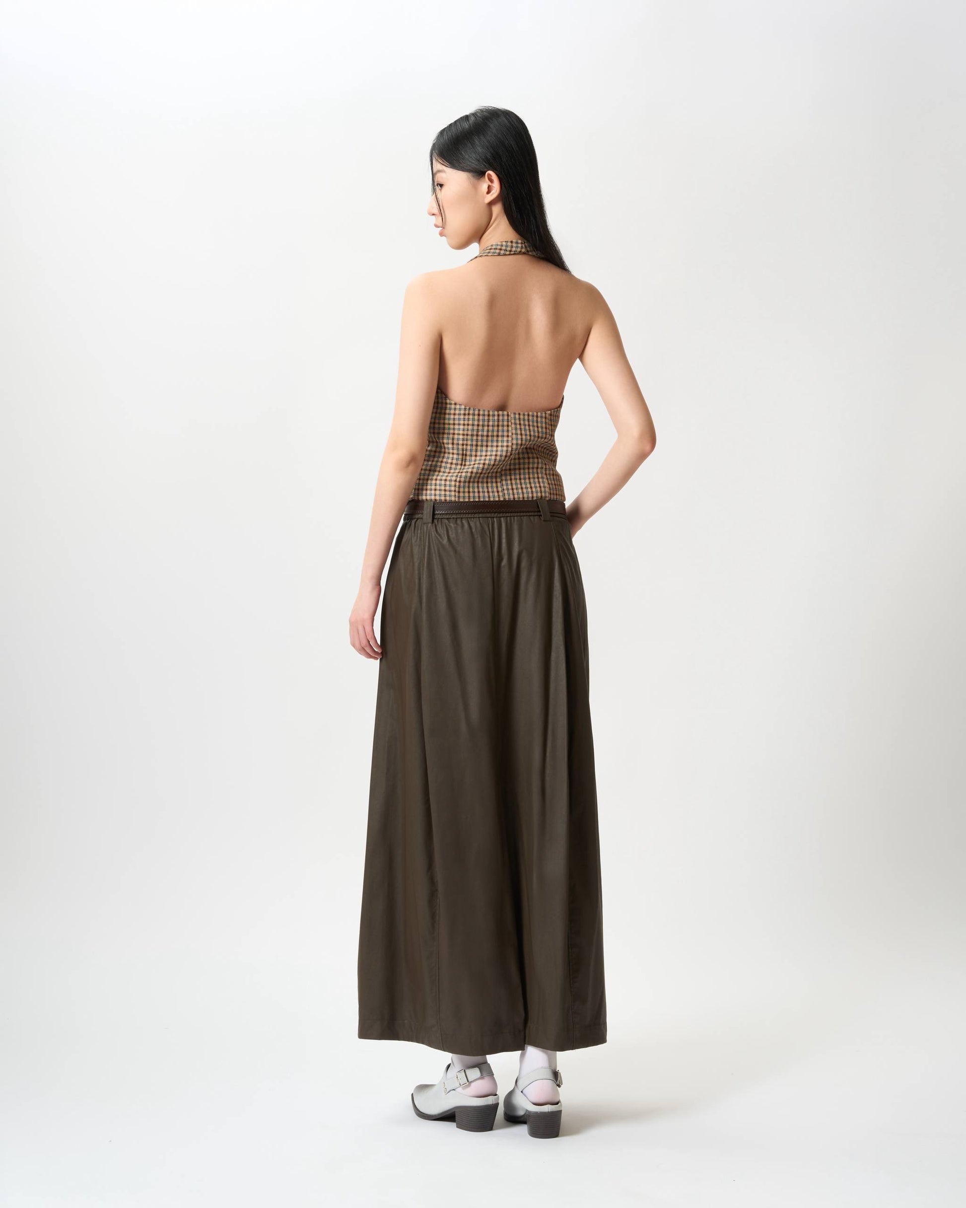 Tailored Plaid Halterneck Vest