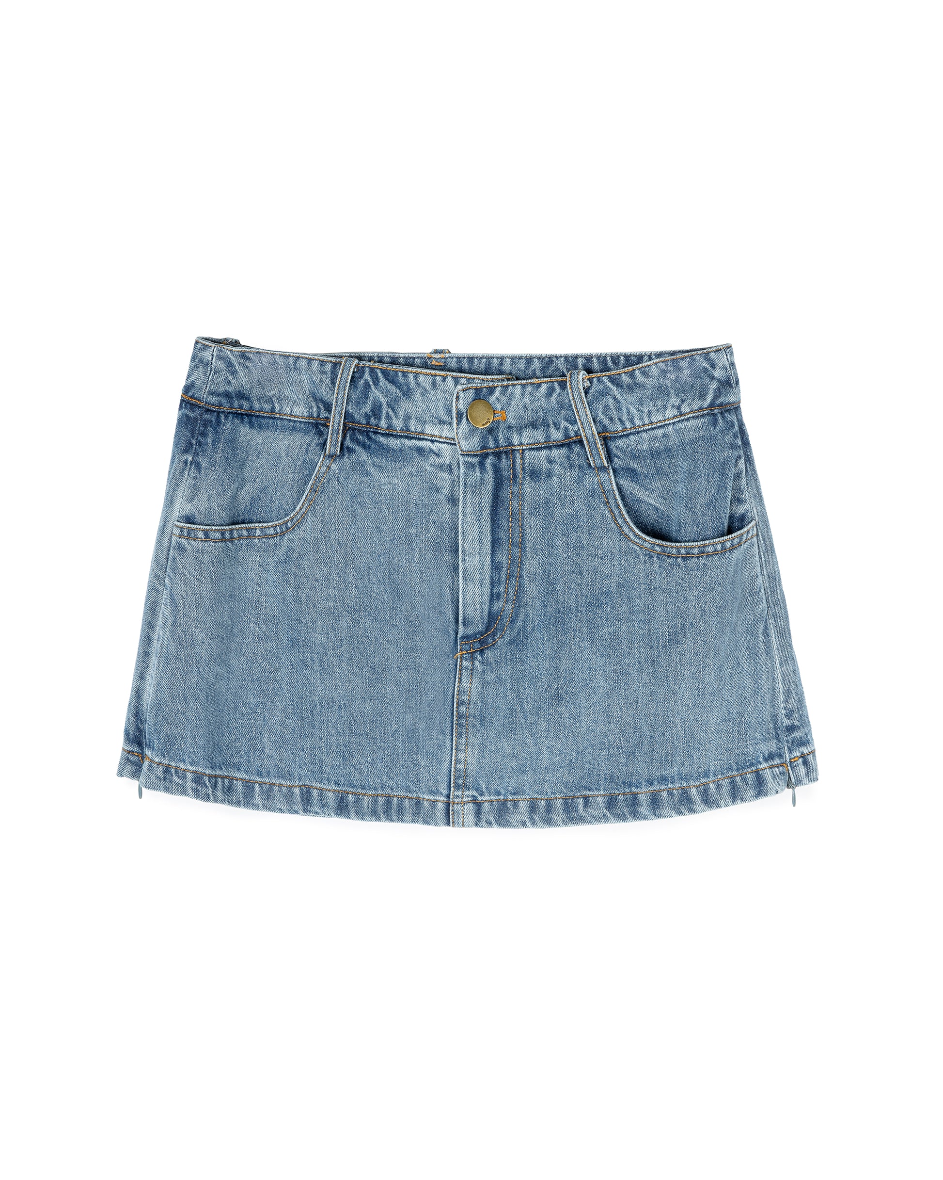 Minimalist Raw Denim Mini Skort