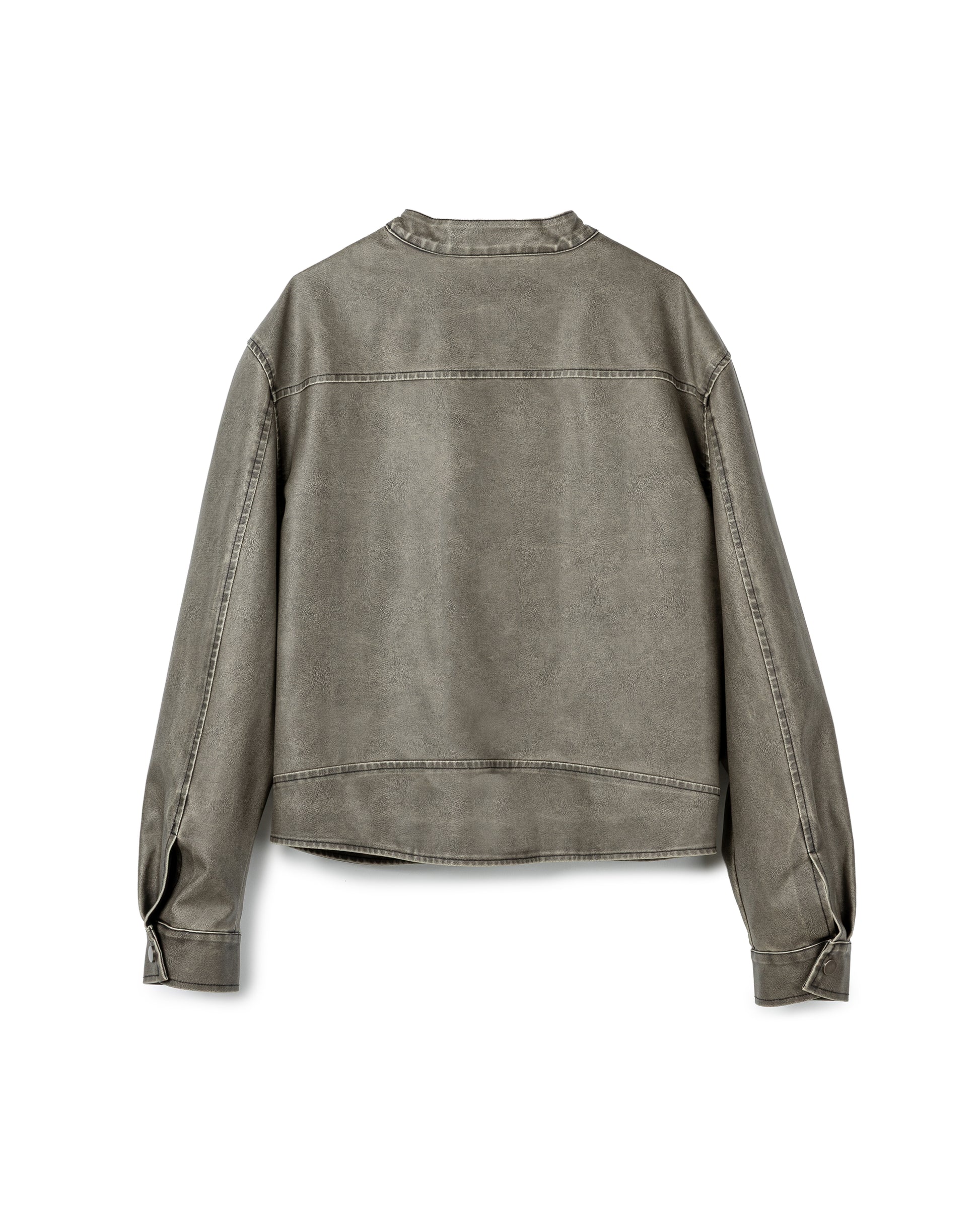 Washed Panel-Detail Leather Jacket