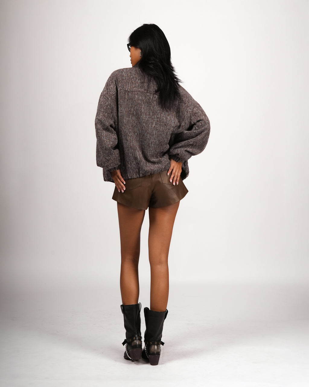 Leather-Trim Zip Jacket