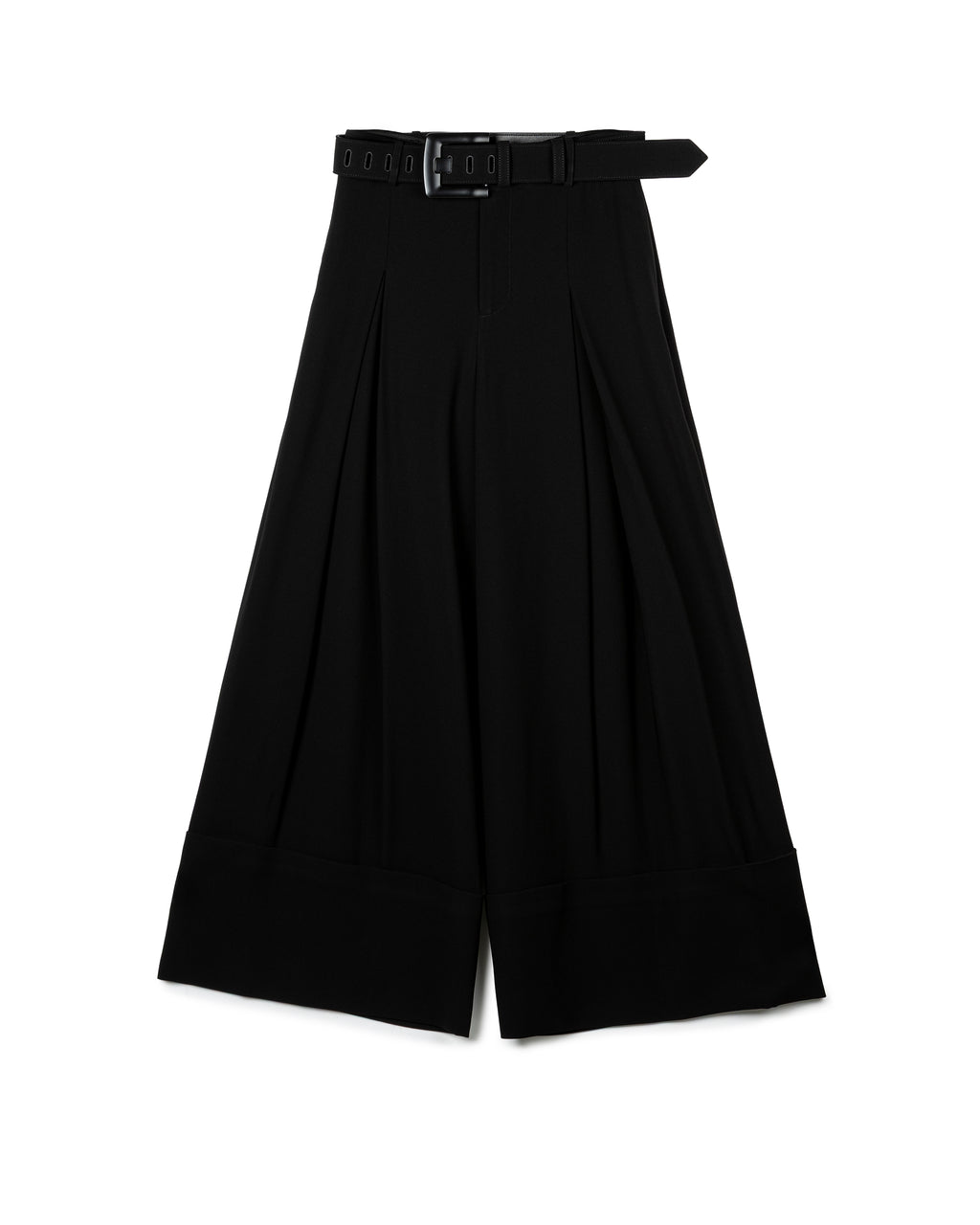 Structured Belted Turn-Up Trousers