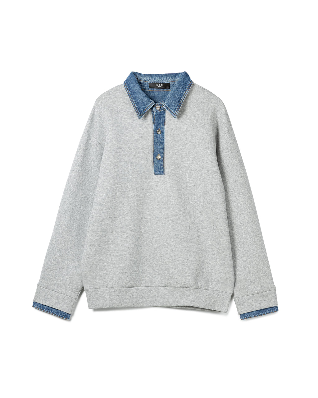 Technical Denim-Collar Top