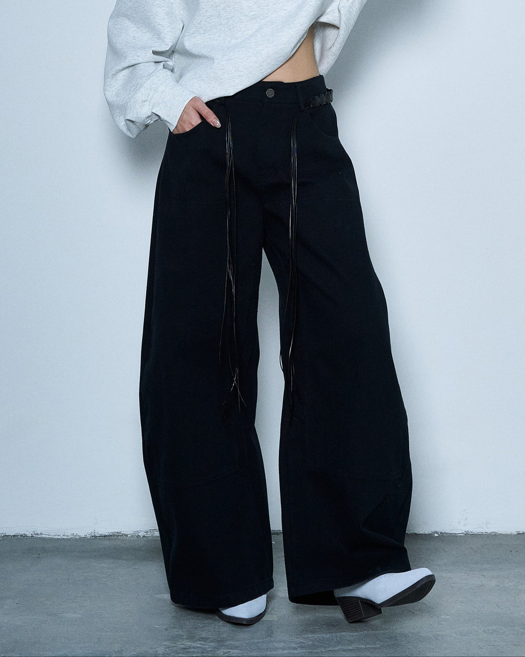 Belt Detail Wide Pants