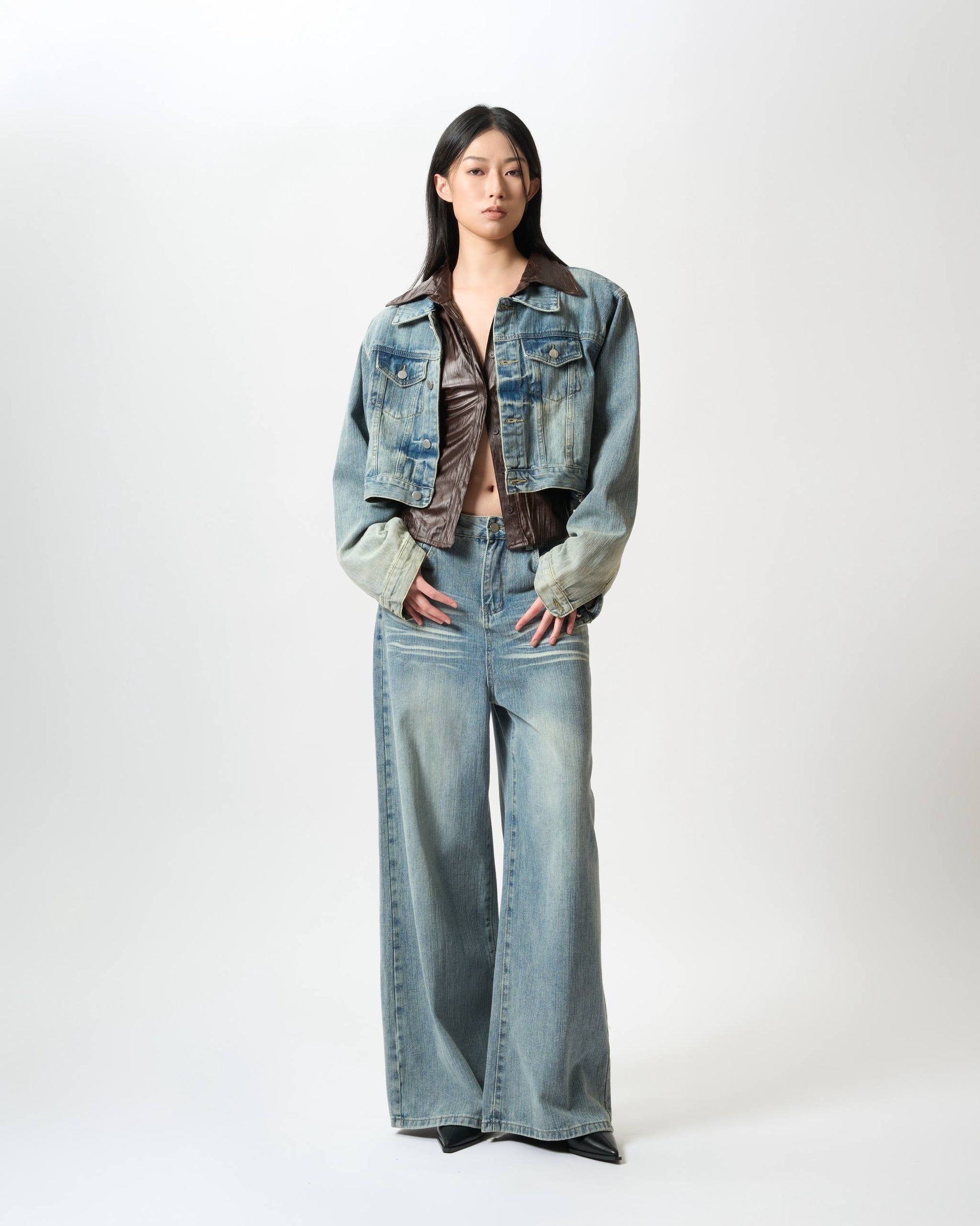 Washed Denim Suit Set