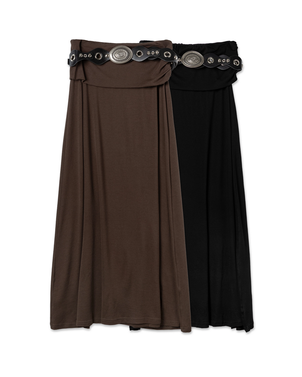One Shoulder Asymmetric Set with Studded Belt