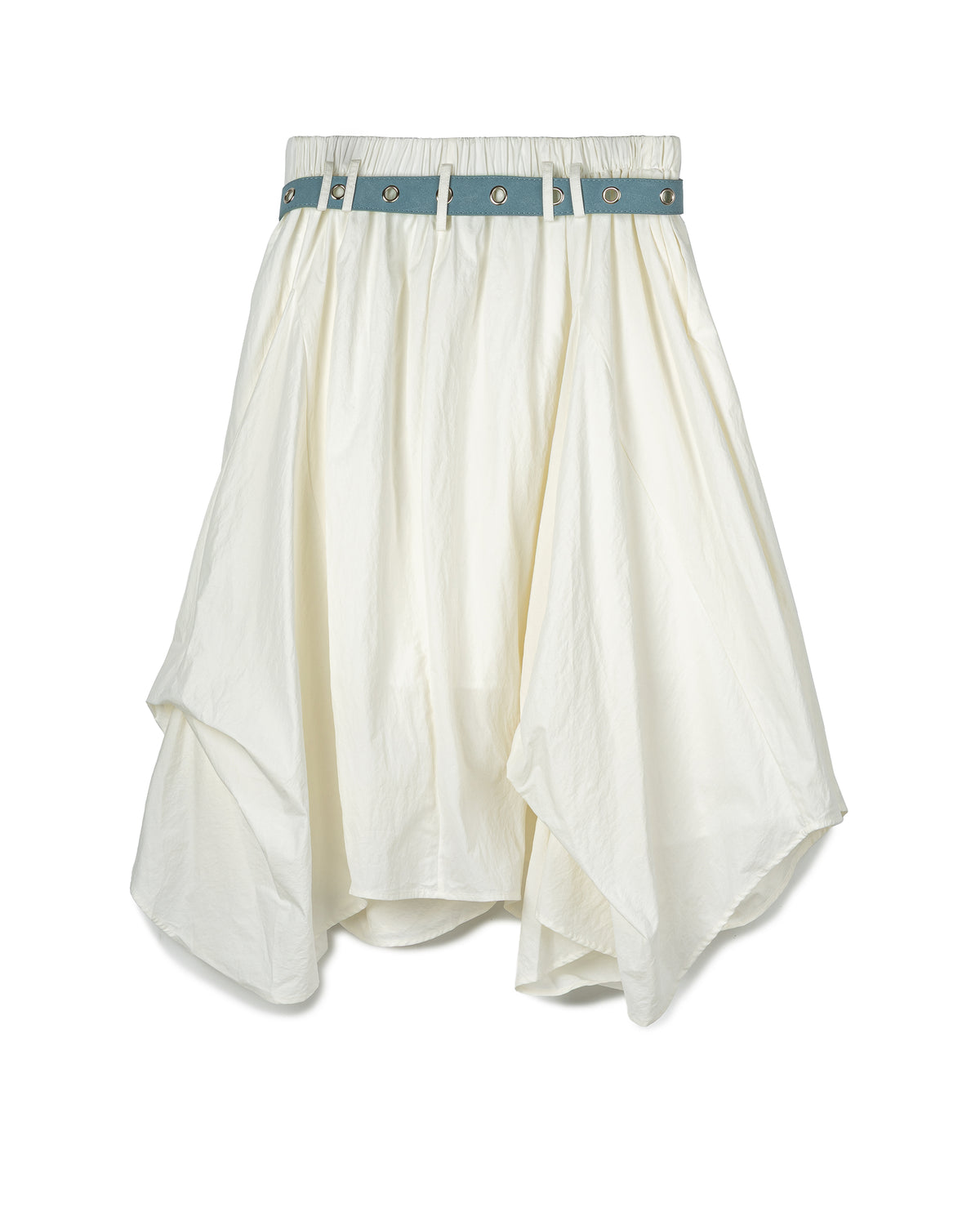 Asymmetric Belted Volume Skirt