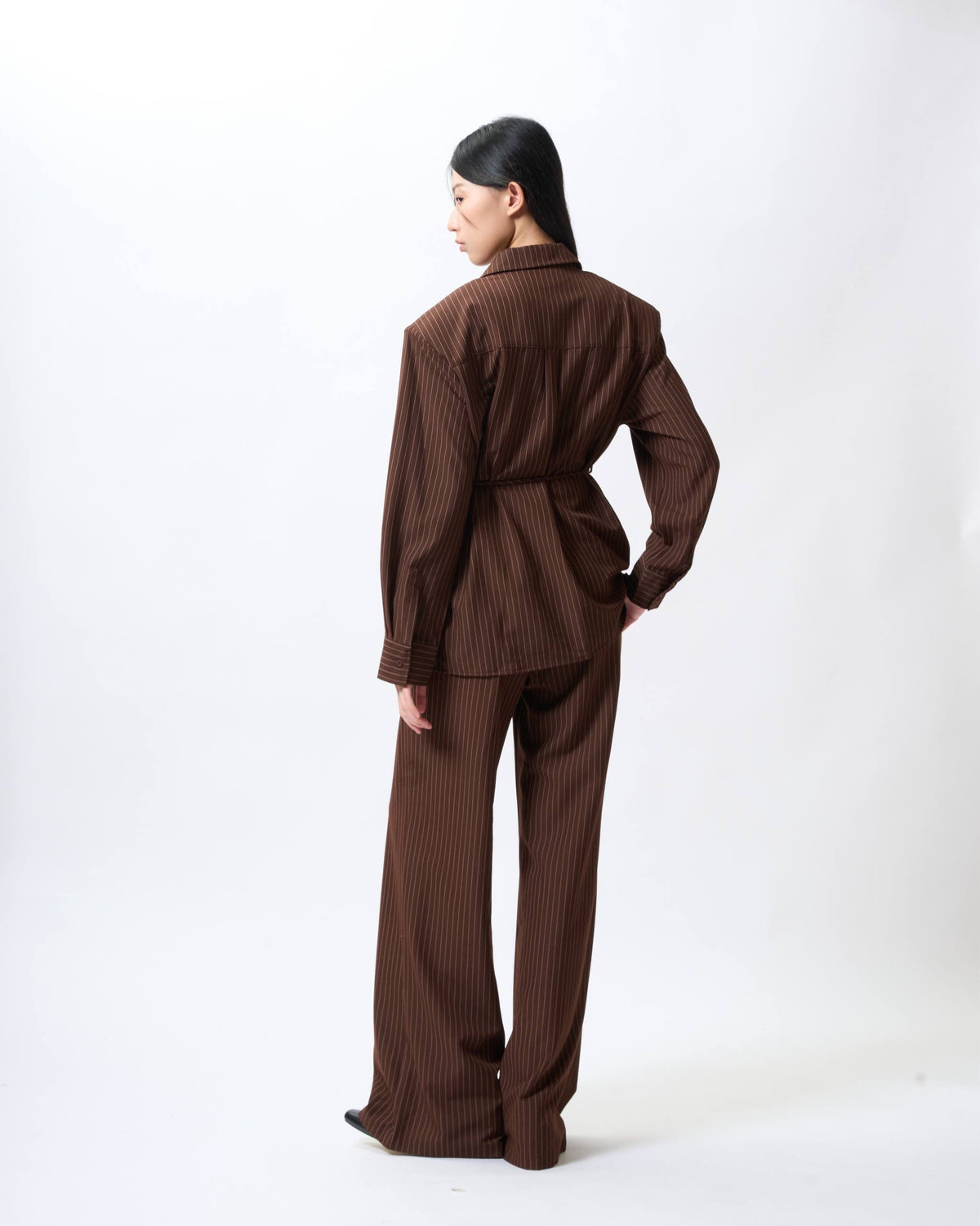 Tailored Pinstripe Wide-Leg Trousers