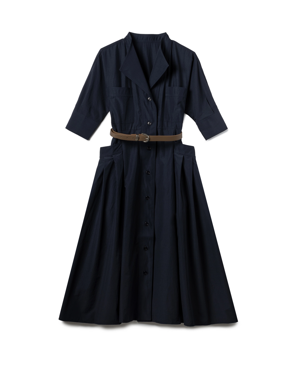 Sculptural Utility Belted Dress