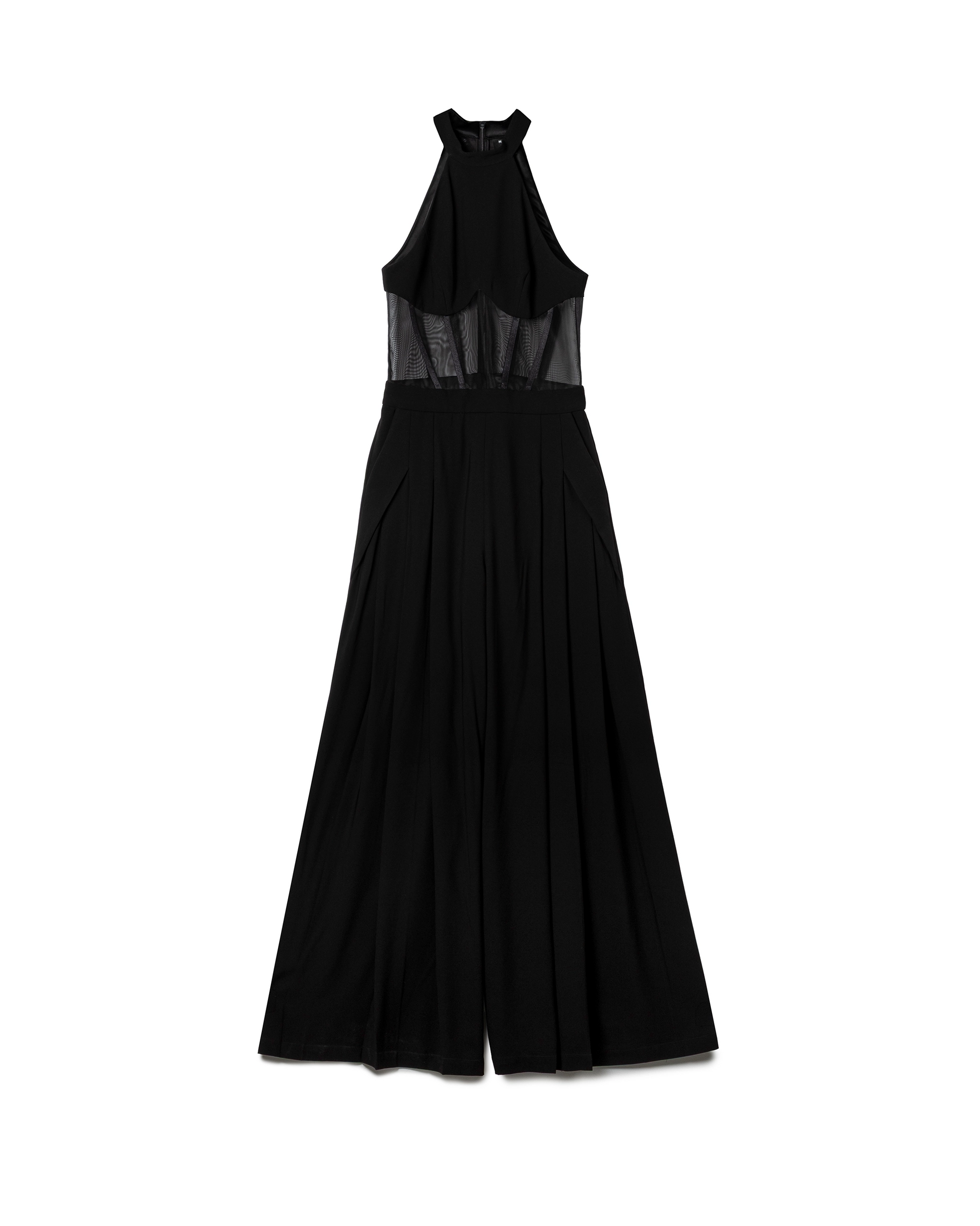 Halter neck Mesh Gown Jumpsuit