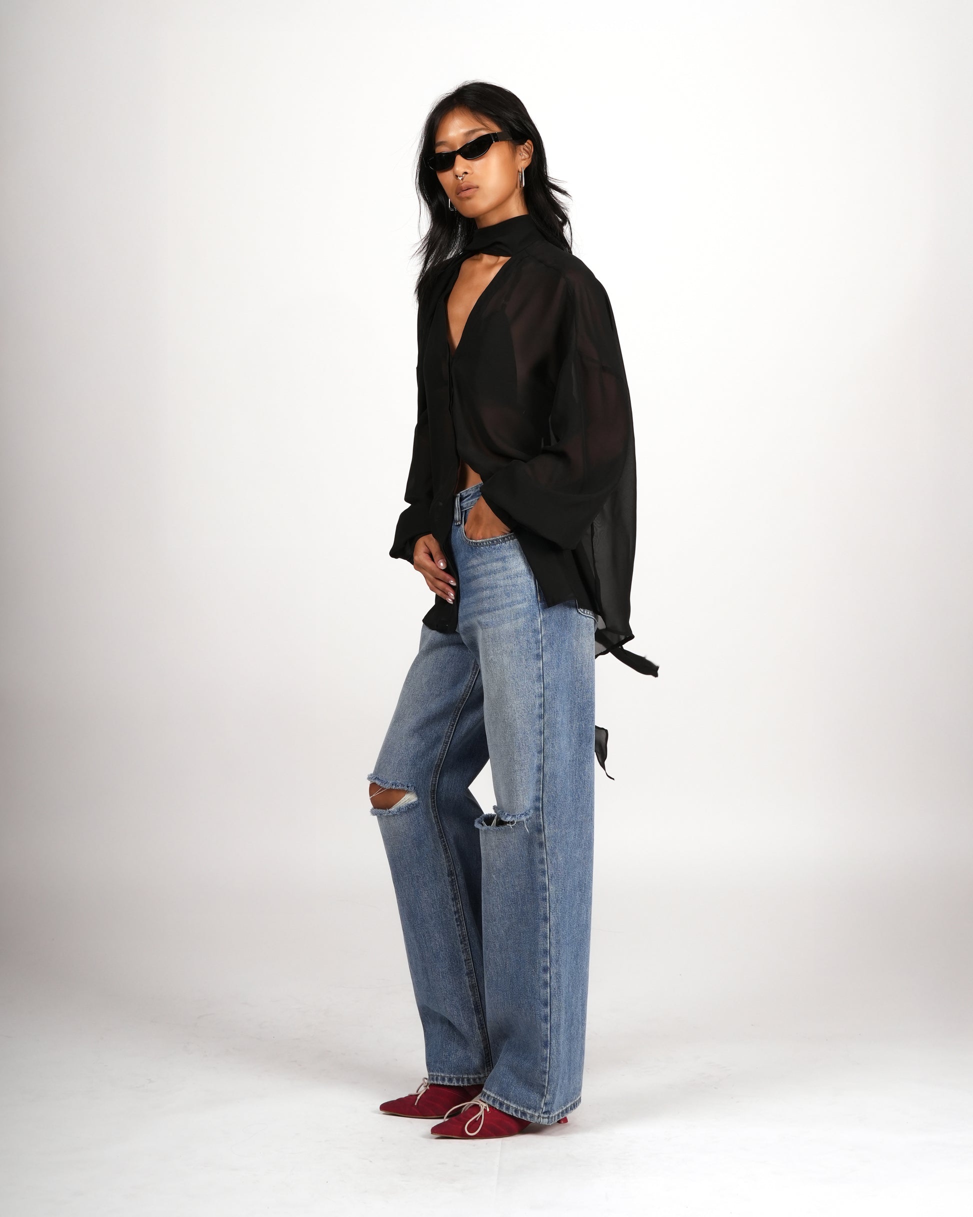 Flowy Tie-Draped Blouse