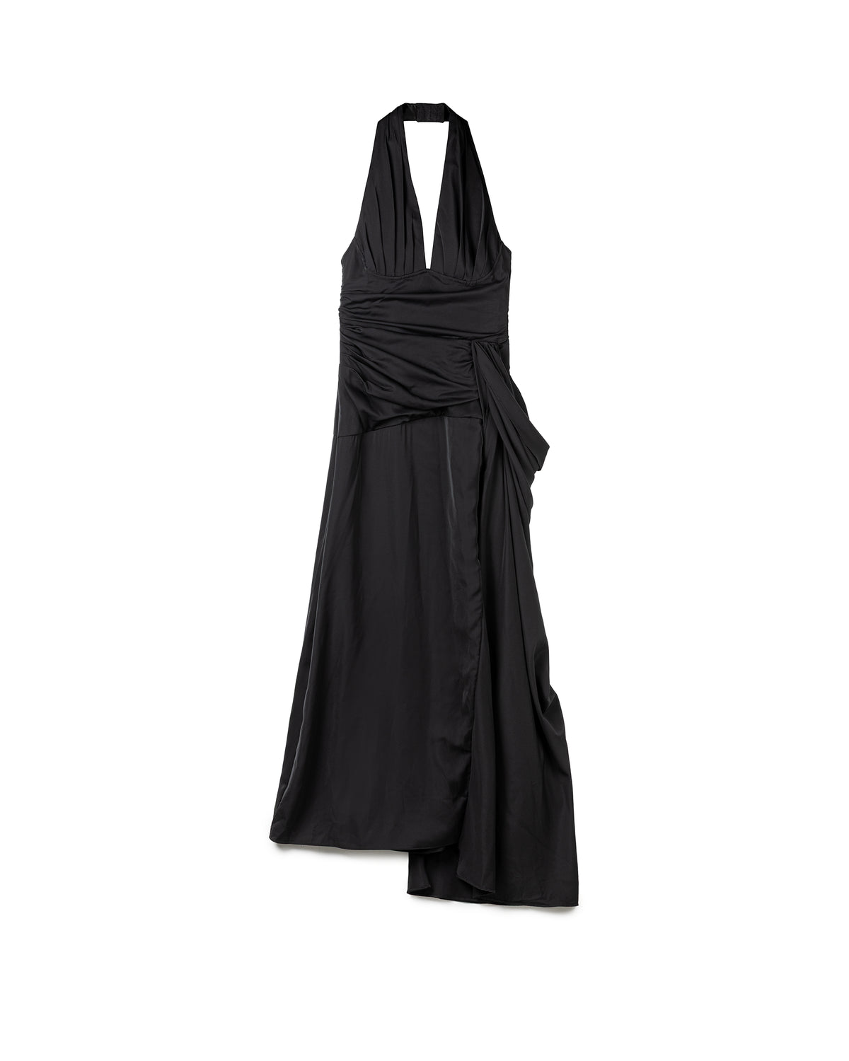 Elegant Structure Draped Halter Dress