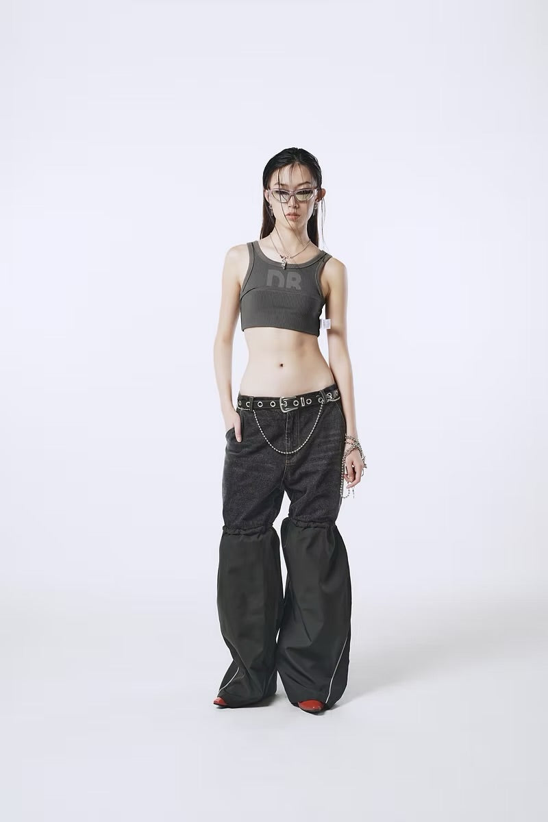 DOUBLE BACK Fold Up Grey Top