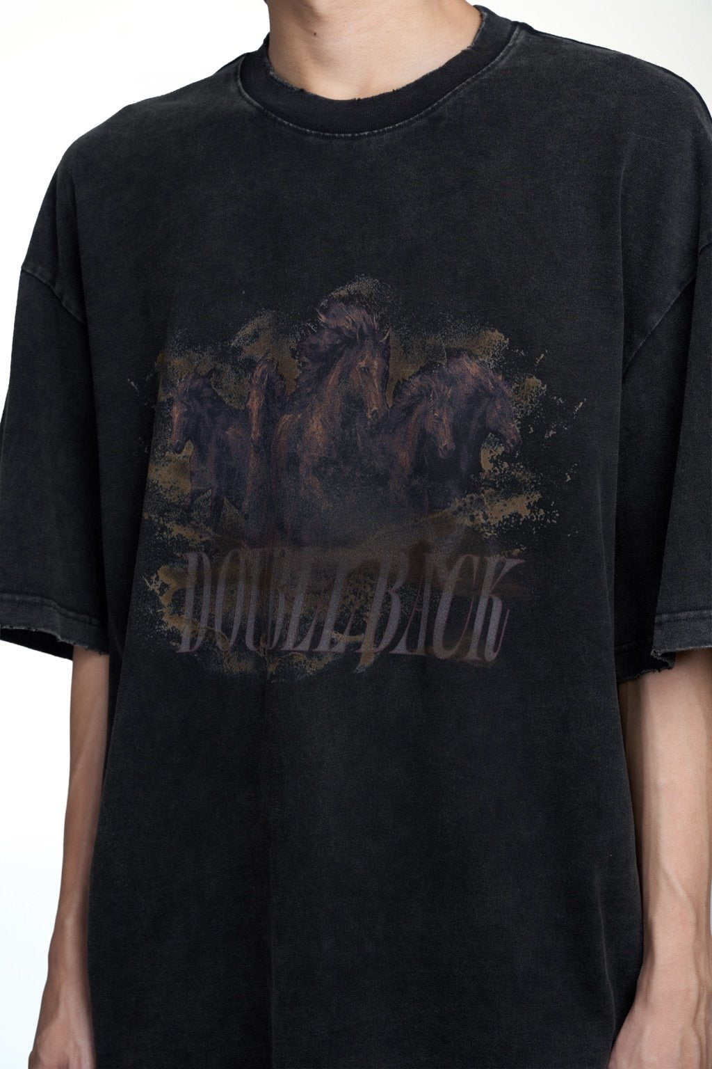 DOUBLE BACK Running Horse T-Shirt Oversized