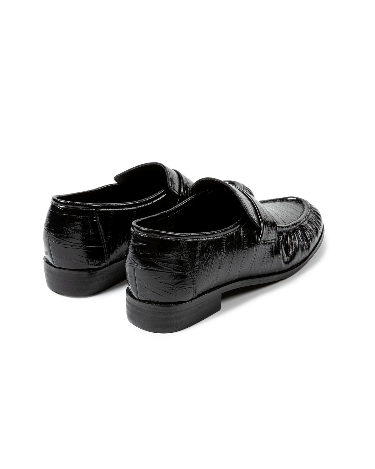 Glossy Croc-Embossed Leather Loafers