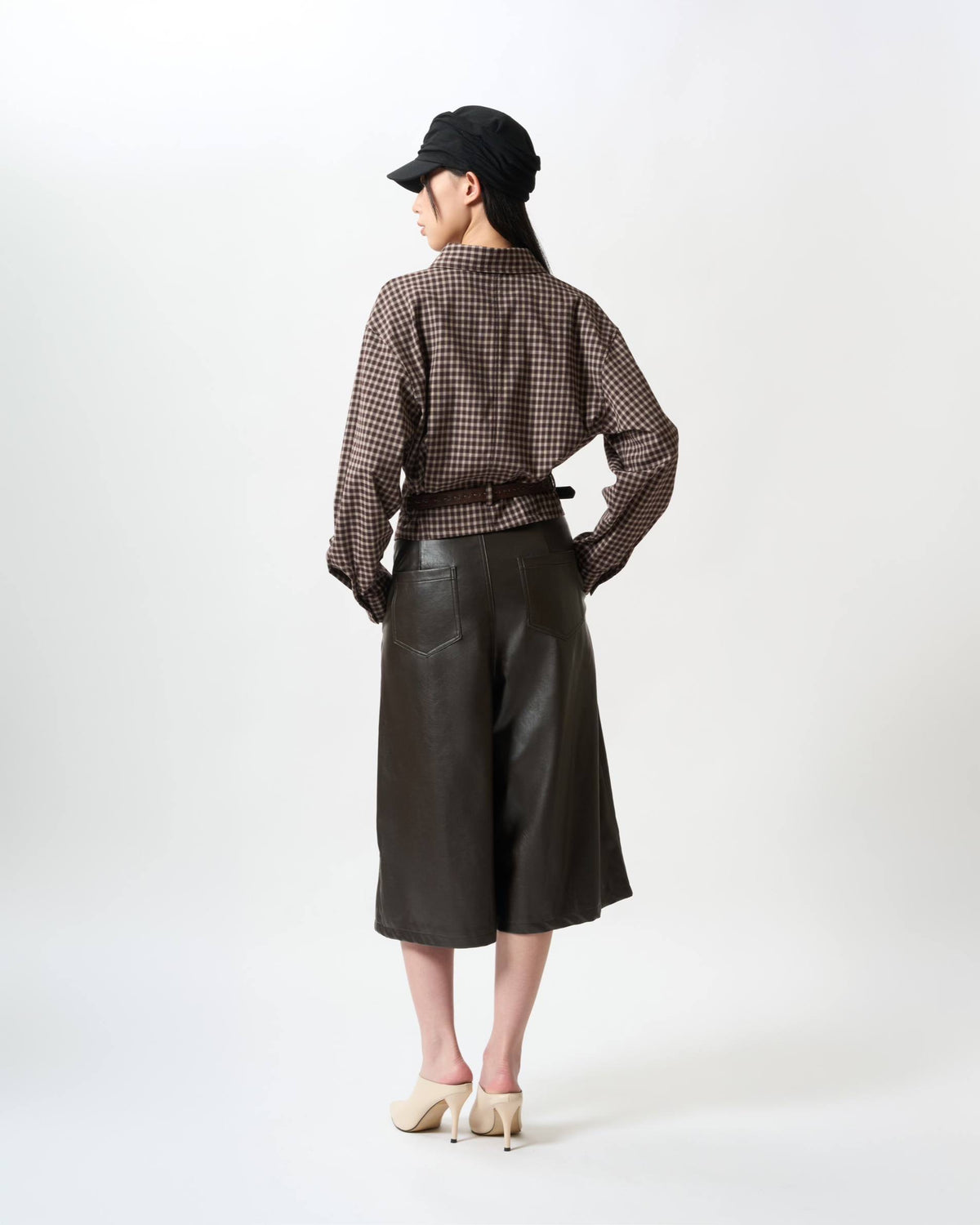 Tailored Plaid Belted Shirt