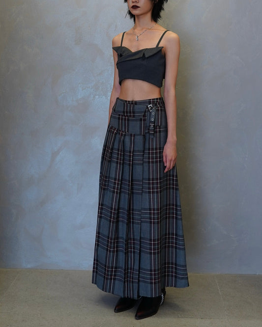 Checkered Pleated Skirt