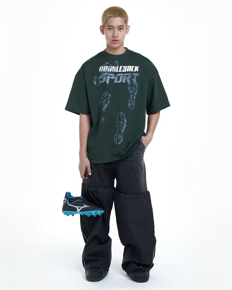 DOUBLE BACK Shoe Print T-Shirt Oversized