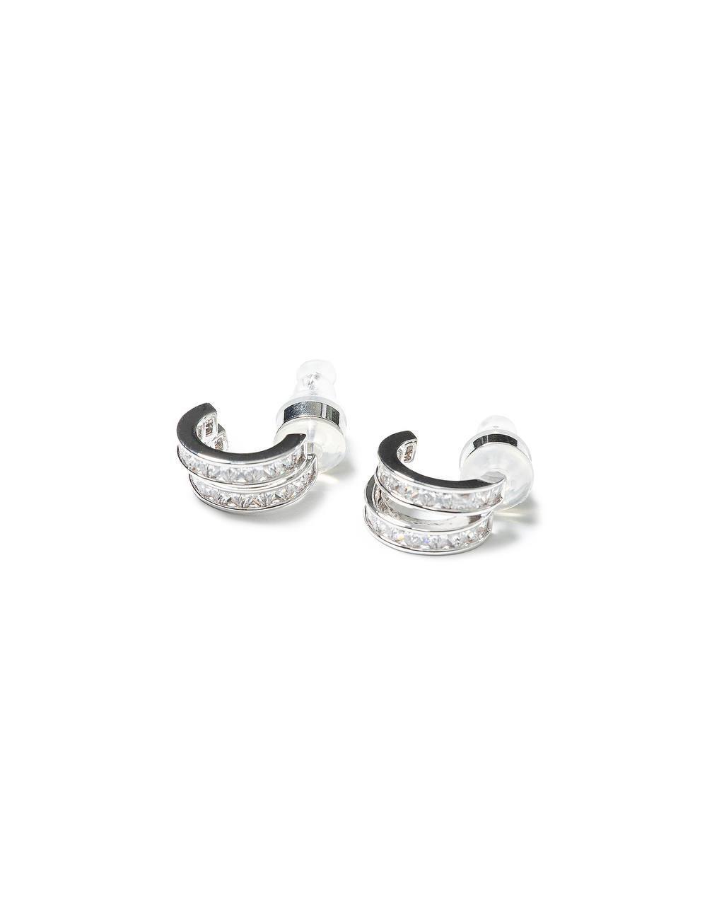 Crystal Tiered Huggies Earrings