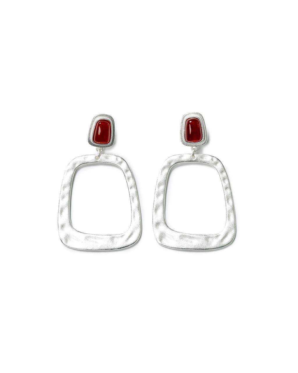 Vintage Red Stone Textured Earrings